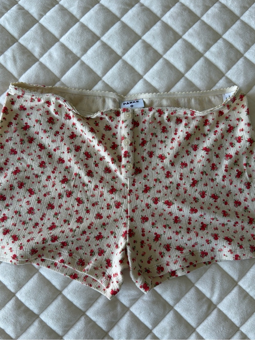 Parke x Target Pointelle Cream Floral Set with Red Flower Print - Picture 2 of 7